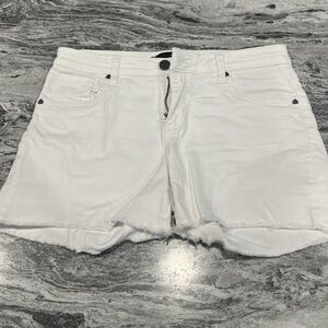Kut from the Kloth White Jean Shorts Distressed Hem